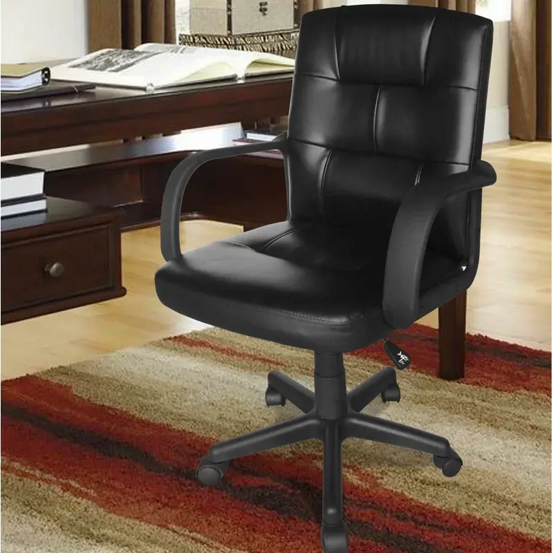 black leather office chair with cushioned back by vlite furniture ideal for office setup