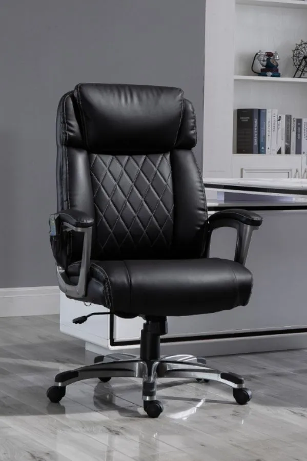 black leather office chair with diamond-stitched backrest by vlite furniture