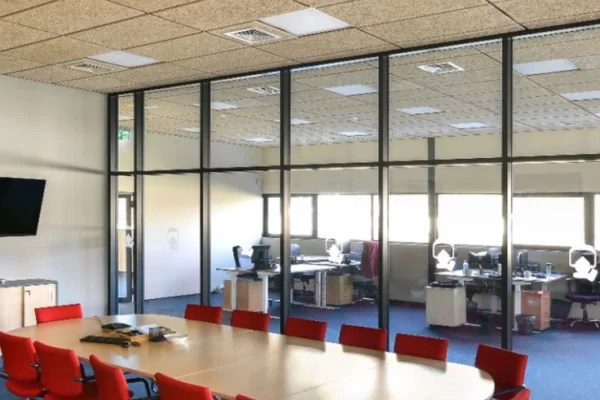 Modern office interior design with acoustic ceilings