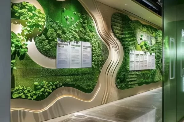 feature wall designs talking about nature and sustainability for workspace