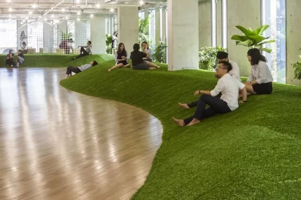 green office spaces simulate parks to promote productivity and well-being