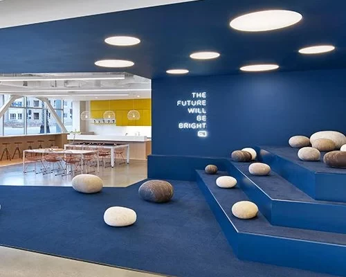 Blue color office breakout area