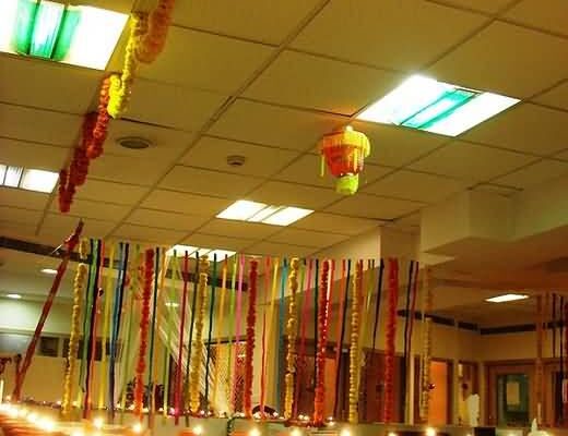 Innovative Office flower Decorate as a Rangoli for Diwali festival