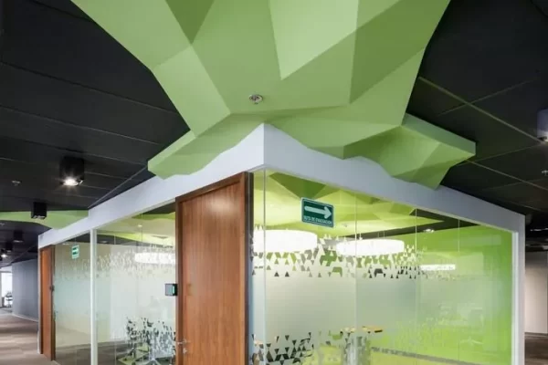 Green color office cubicle