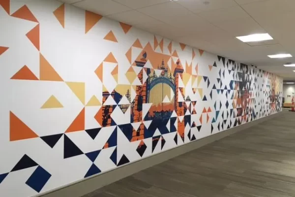 Office walls with geometric pattern