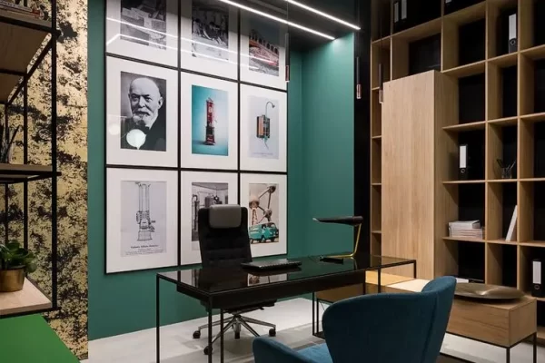 Office walls with photos and quotes