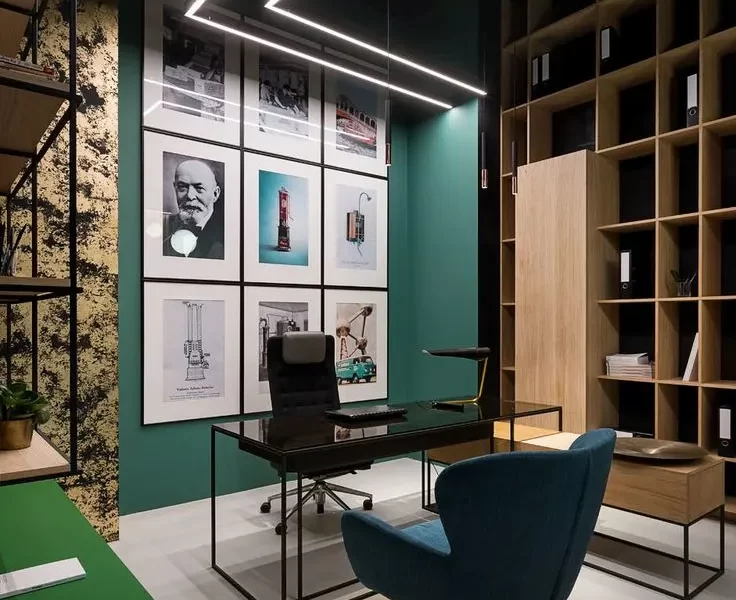 Office walls with photos and quotes