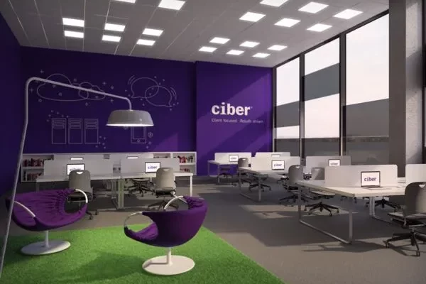 Purple themed office design