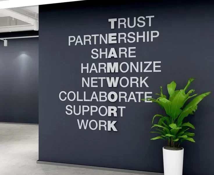 Teamwork typography office walls