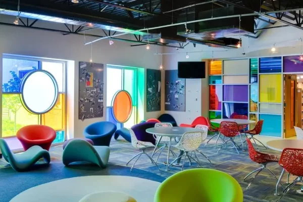 Vibrant color breakout area