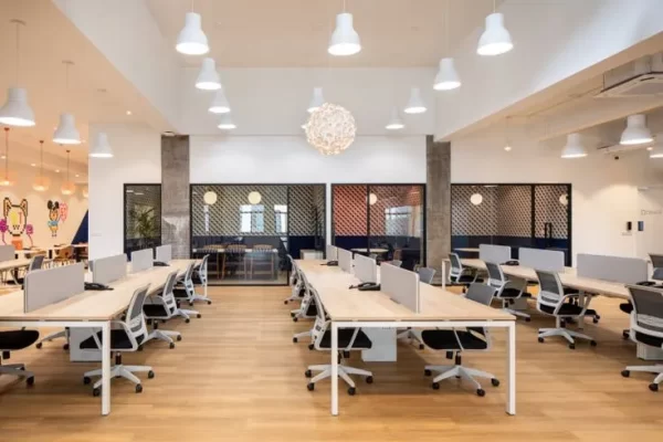 Wooden flooring office workspace