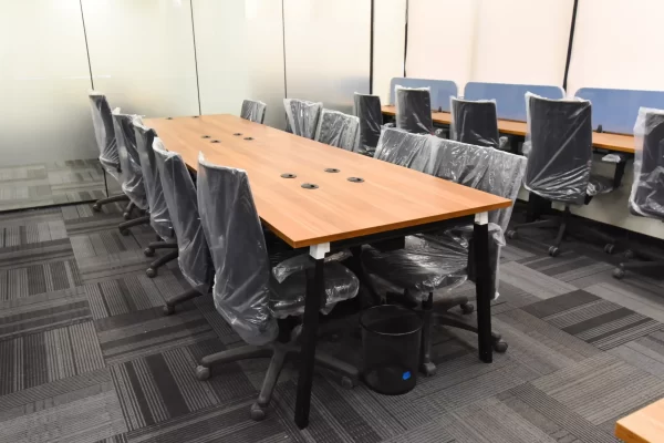 YesssWork desks with black chairs