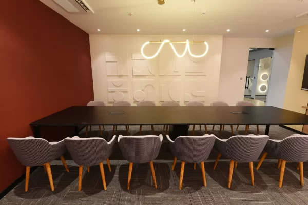 YesssWork meeting room with grey chairs