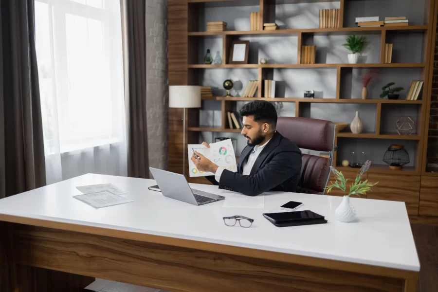 white desk in office cabin